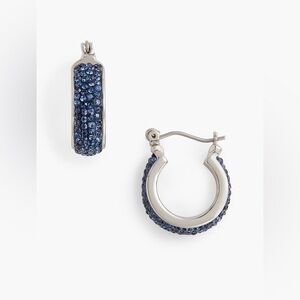 Talbots Silver and Blue Crystal Hoop Earrings